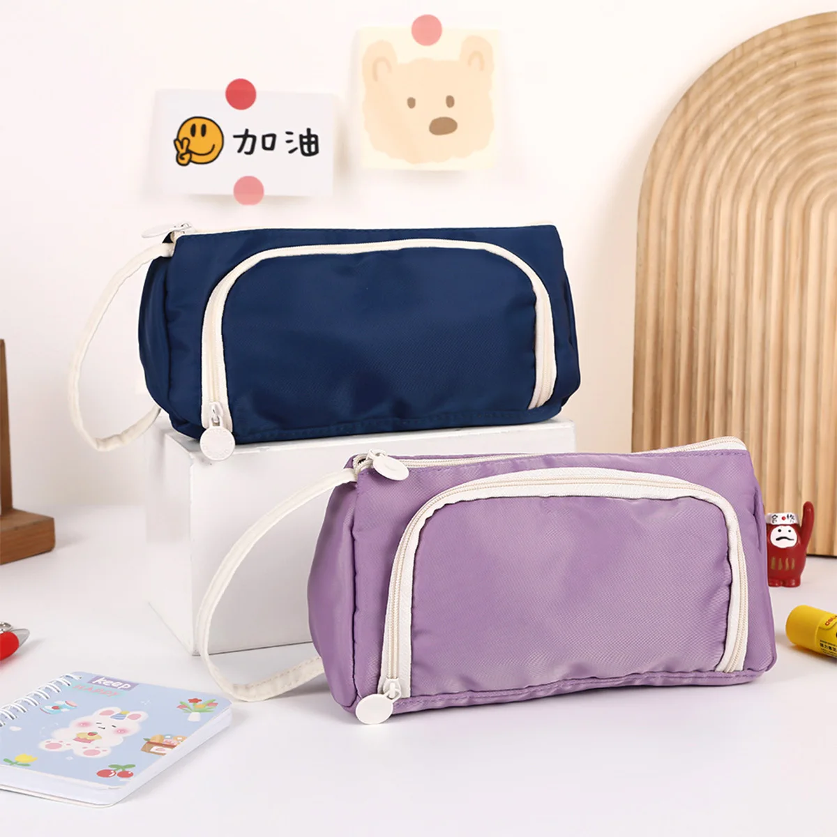 Bolsa de lápices escolar Kawaii con ventana oblicua - imagen 3