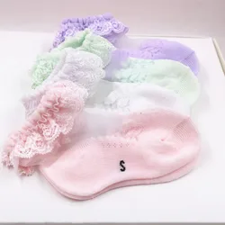 Calcetines de algodón para niña con volantes y encaje flores