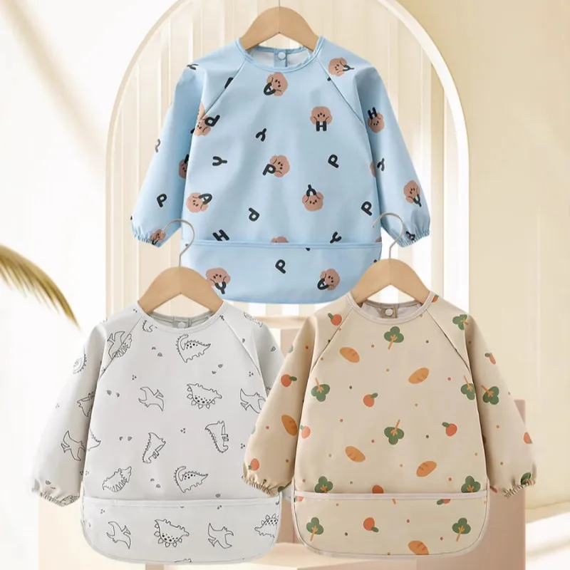 Bata impermeable de PU para bebé, manga larga, fácil limpieza