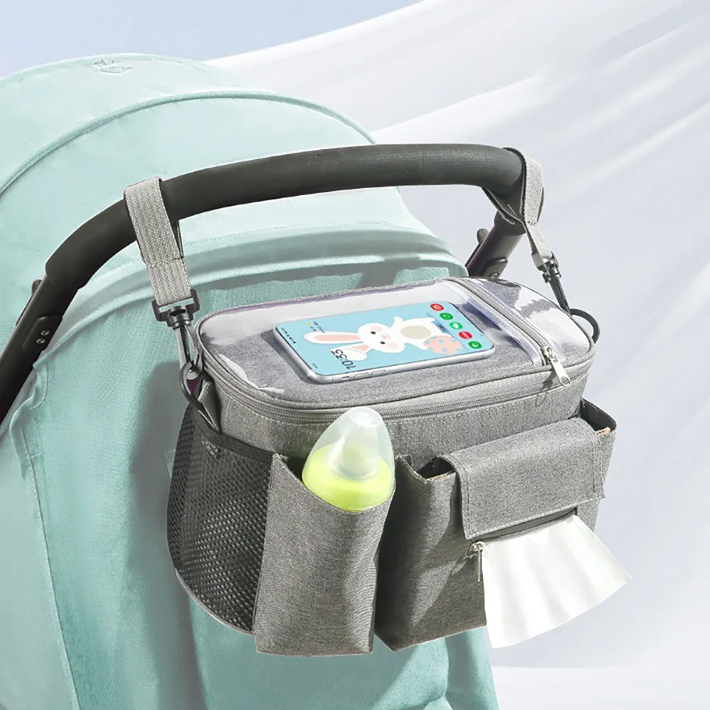 Bolsa de pañales para cochecito con espejo transparente