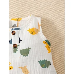 Conjunto bebé dinosaurio mono sin mangas con sombrero de verano