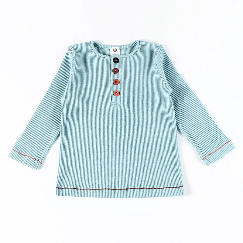Camiseta acanalada de algodón para niño con botones – Invierno