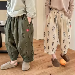 Pantalones harem para niños con estampado de pingüinos – ropa cómoda