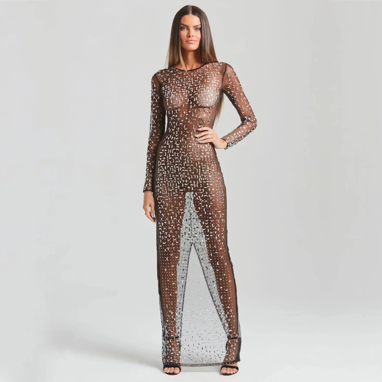 Vestido de maternidad para fotos con pedrería efecto novia - imagen 5