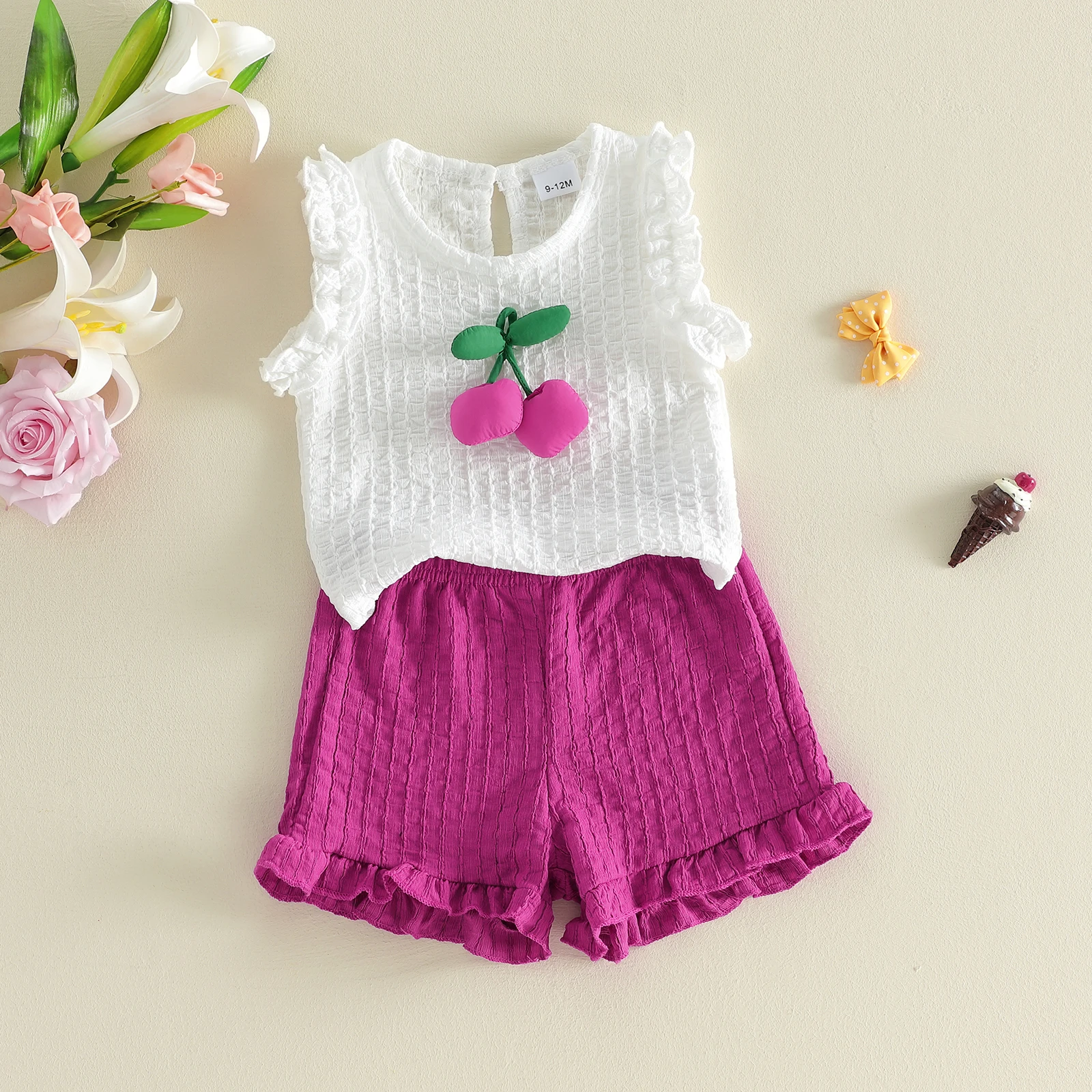 Conjunto de verano niña con volantes, camisola sin mangas y short - imagen 3