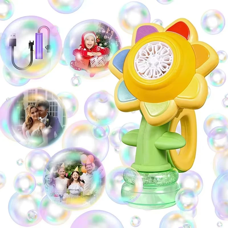 Máquina de burbujas automática con luz para jardín infantil Girasol