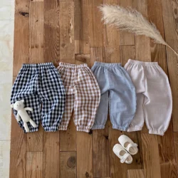 Pantalones antimosquitos bombachos a rayas con bolsillo infantil