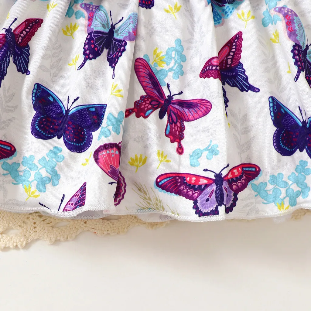 Conjunto de verano para niña con top mariposa y pantalón azul - imagen 2