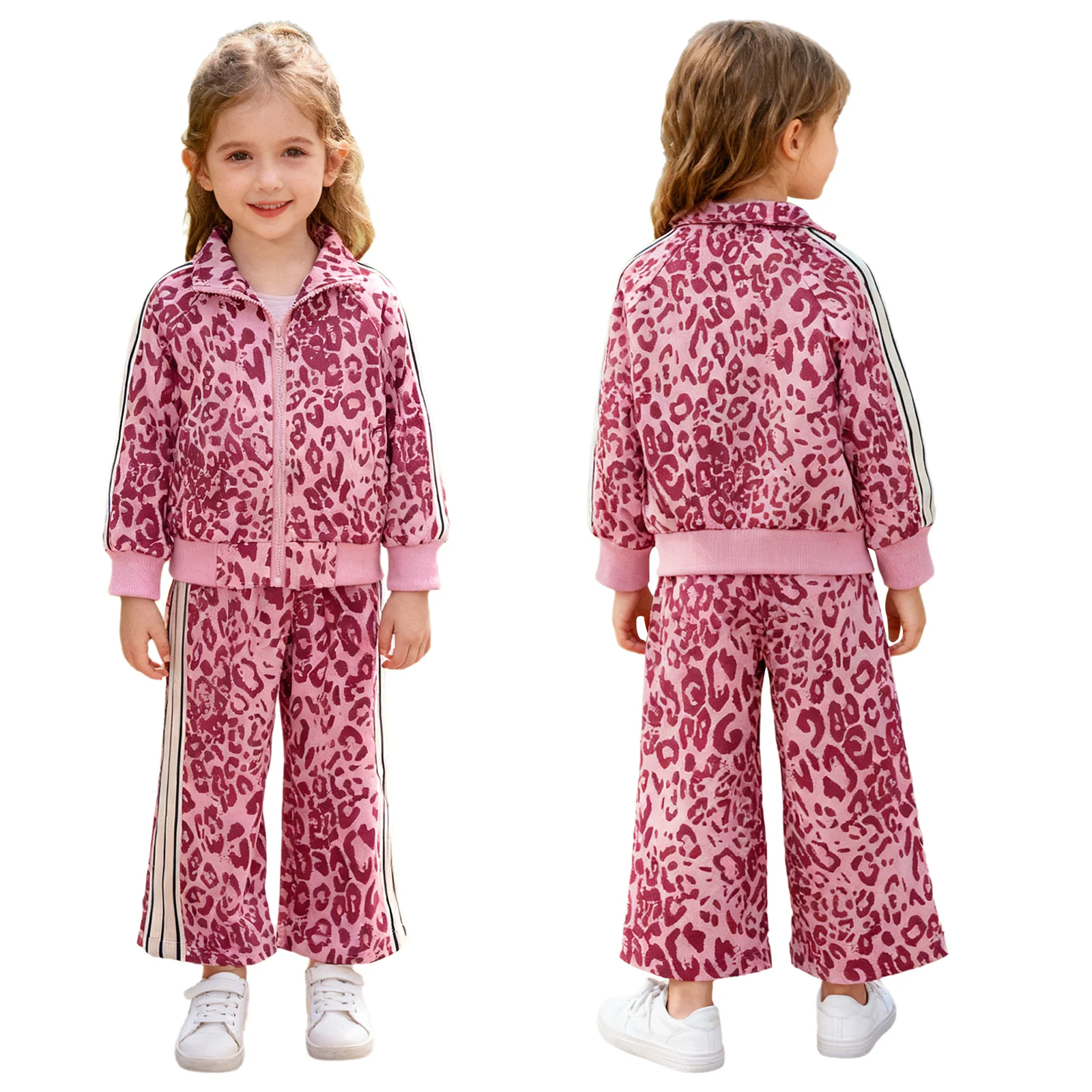 Conjunto chaqueta estampado leopardo para niña – Sudadera y pantalón - imagen 4