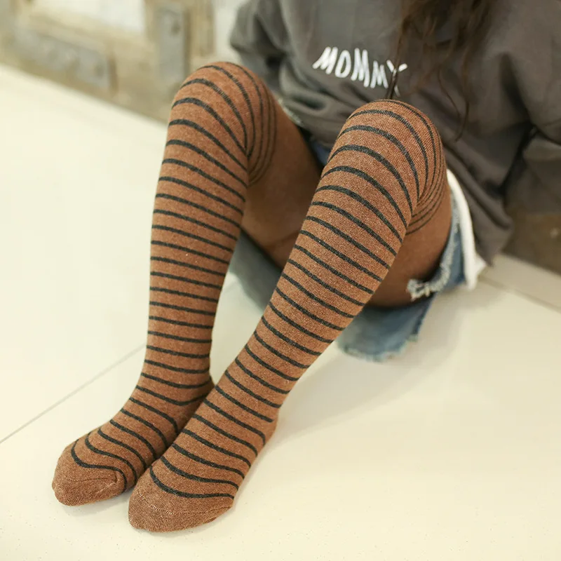 Pantimedias a rayas elásticas para niñas – medias cálidas