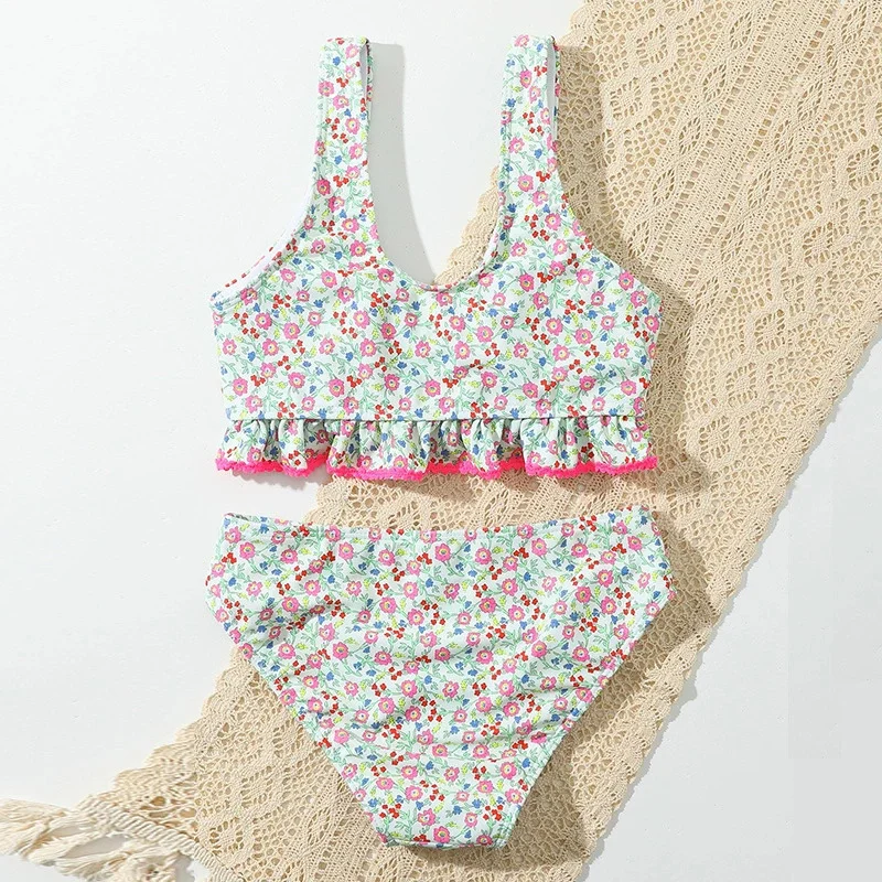 Traje de baño niña floral de verano, bikini para playa - imagen 4