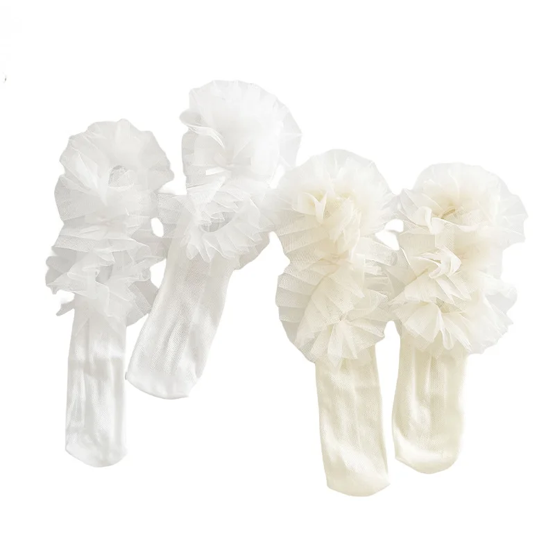 Calcetines altos para niñas con volantes de encaje estilo princesa - imagen 4
