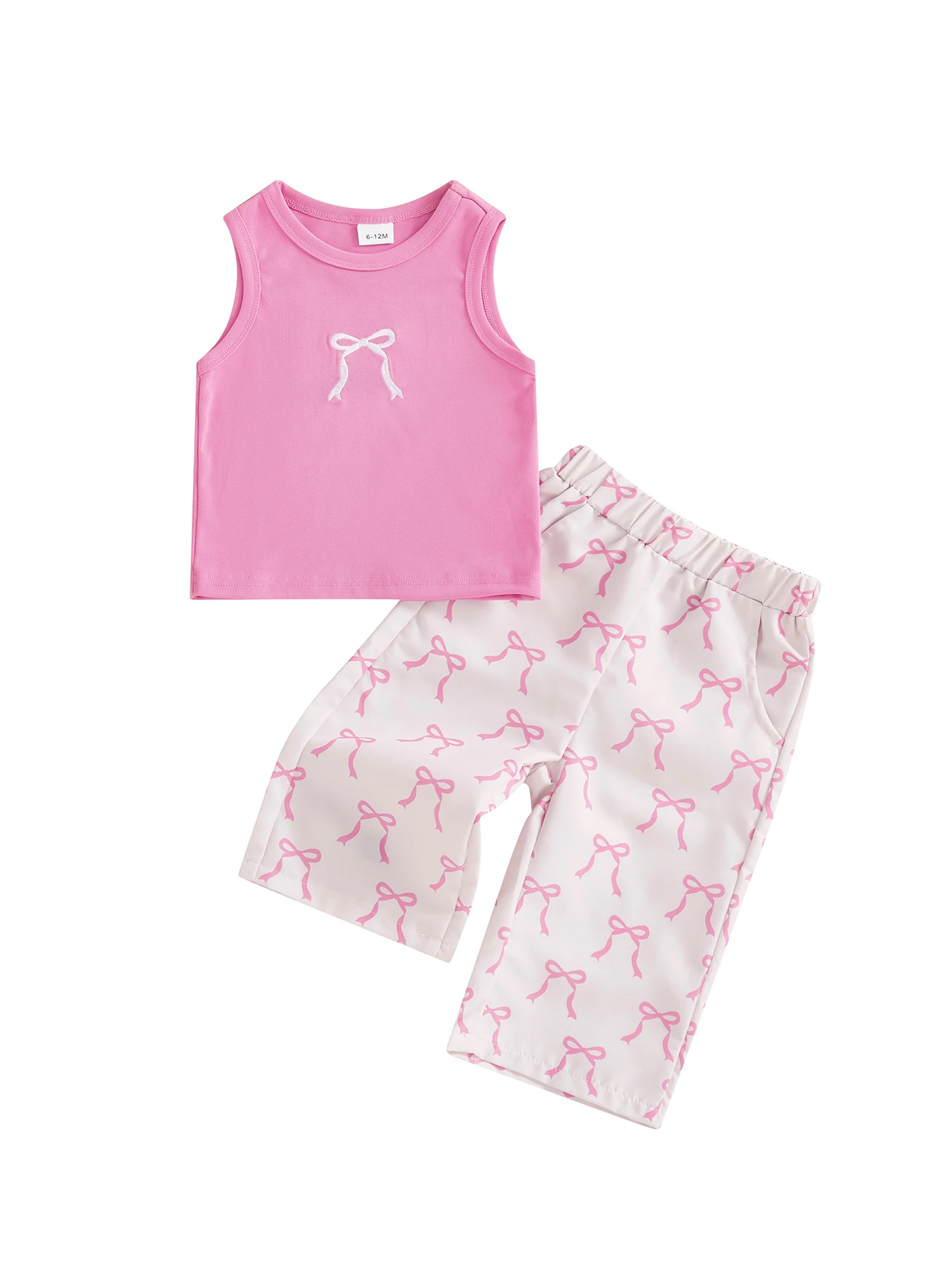 Camiseta sin mangas y pantalón a juego con estampado de lazo