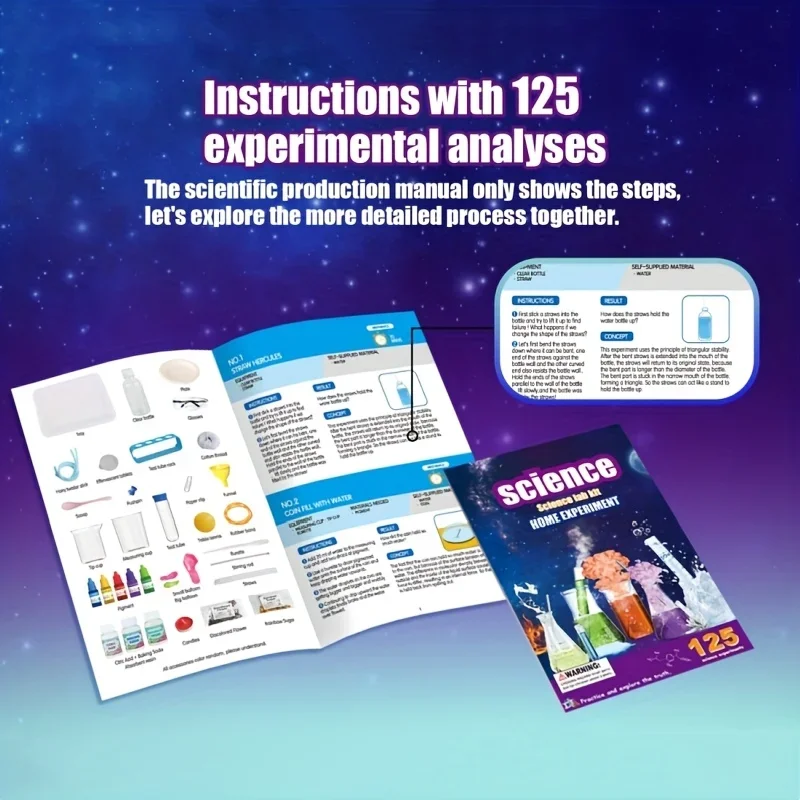 Kit de ciencias STEM con experimentos y guía educativa para niños