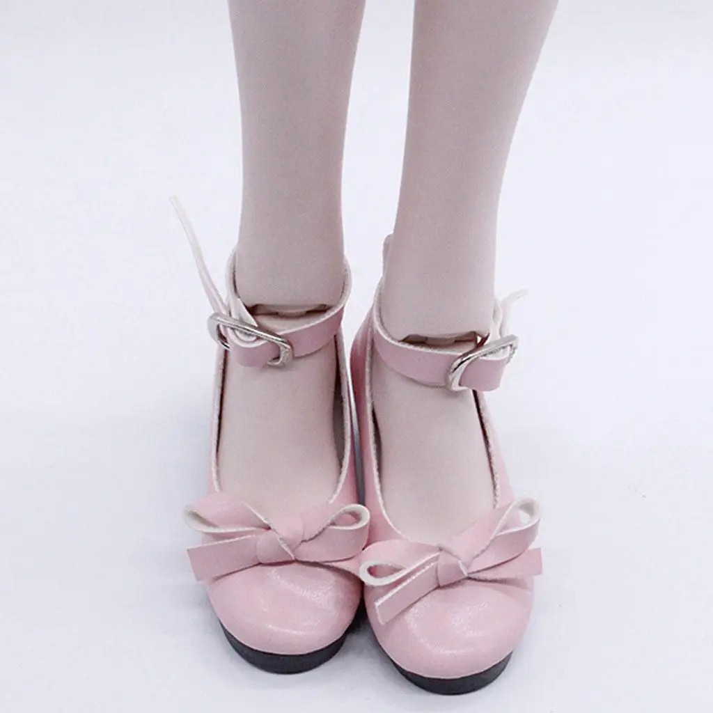 Zapatos de tacón Super Dollfie con correa al tobillo y lazo rosa