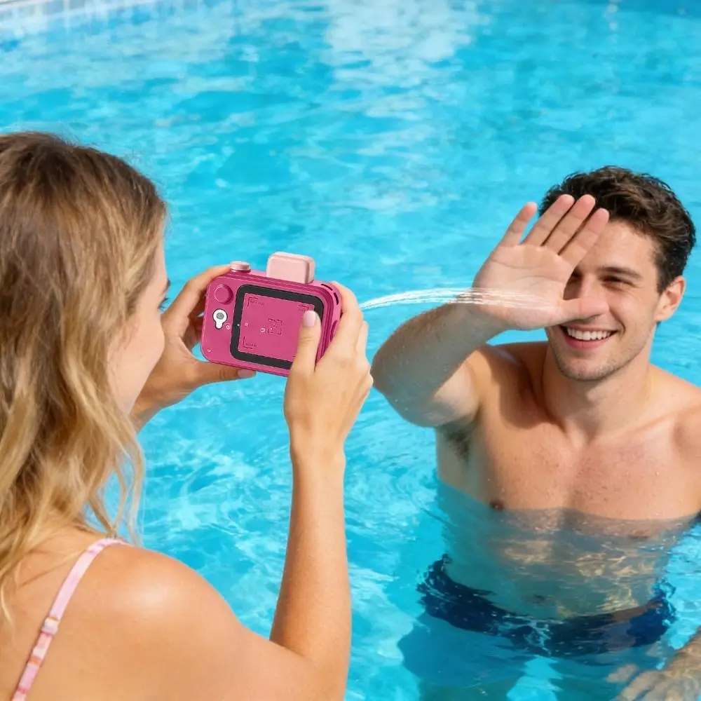Pistola de agua con cámara de doble lente para piscina y playa