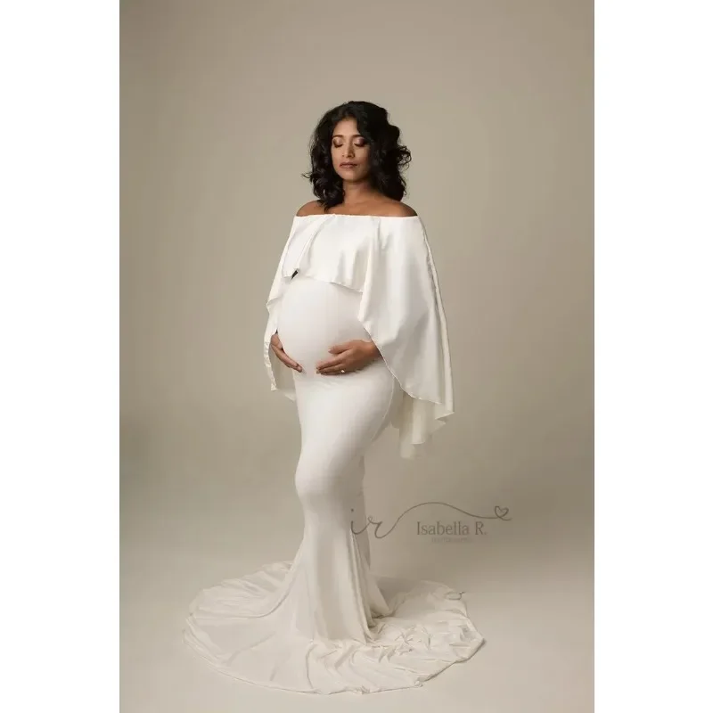 Vestidos de maternidad elásticos largos para sesiones fotográficas - imagen 4