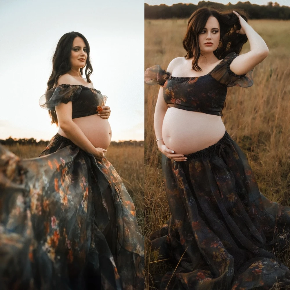 Vestido de maternidad bohemio de gasa para sesión de embarazo - imagen 3