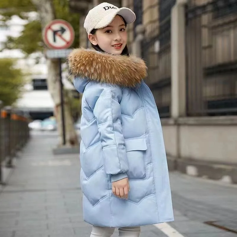 Chaqueta acolchada de invierno para niña con capucha de felpa - imagen 4