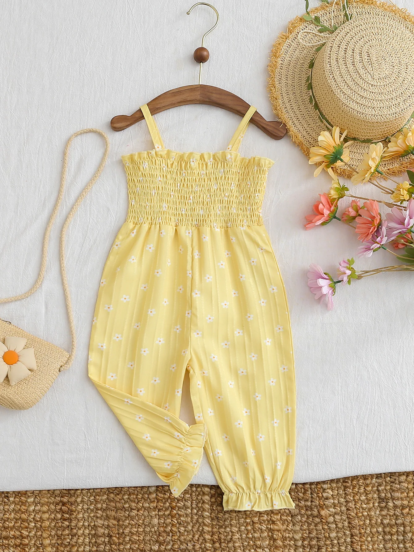 Mono floral con tirantes para niña, estilo verano informal - imagen 5
