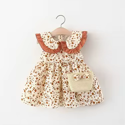 Vestido sin mangas con cuello de muñeca y estampado floral para bebé niña - Verano