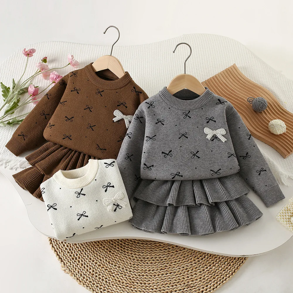 Milancel conjunto de punto para niña con jersey y falda plisada - imagen 3