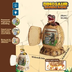 Hucha electrónica de dinosaurio con contraseña biométrica luz y música