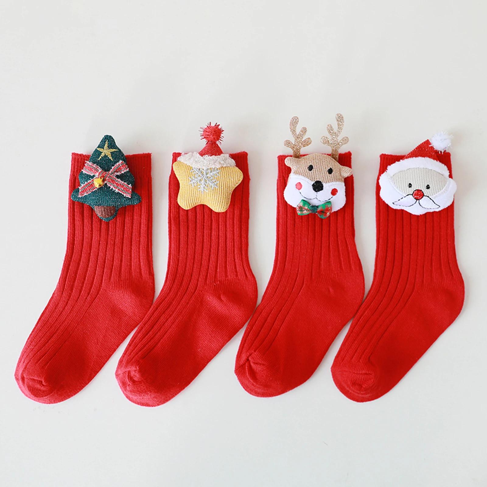 Calcetines altos navideños de ciervo para niños y niñas - imagen 2