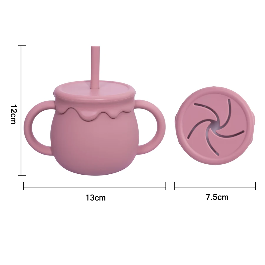 Vaso de aprendizaje portátil para bebé con tapa para sorber - imagen 3