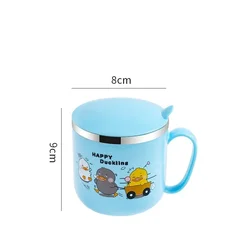 Taza de agua infantil con conejo animado y pajita de acero inoxidable
