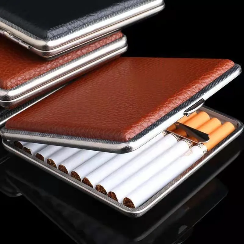Estuche para cigarrillos retro de acero inoxidable con funda - imagen 3