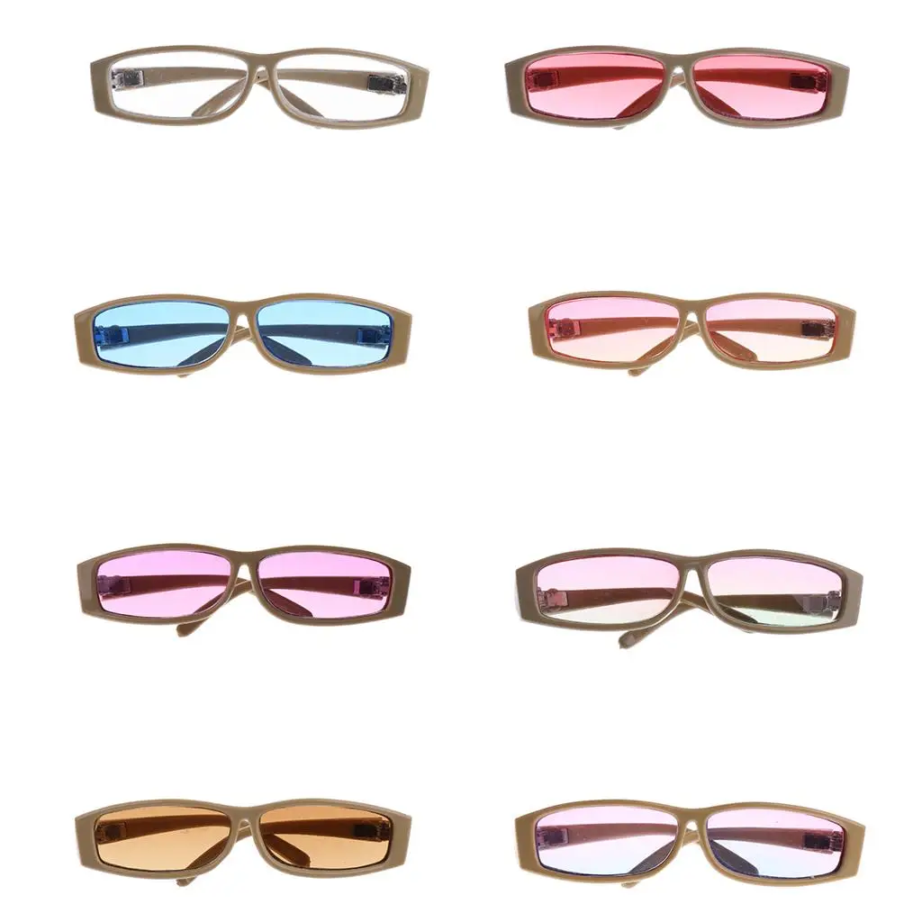 Gafas de muñeca con montura cuadrada beige para juego y colección - imagen 5