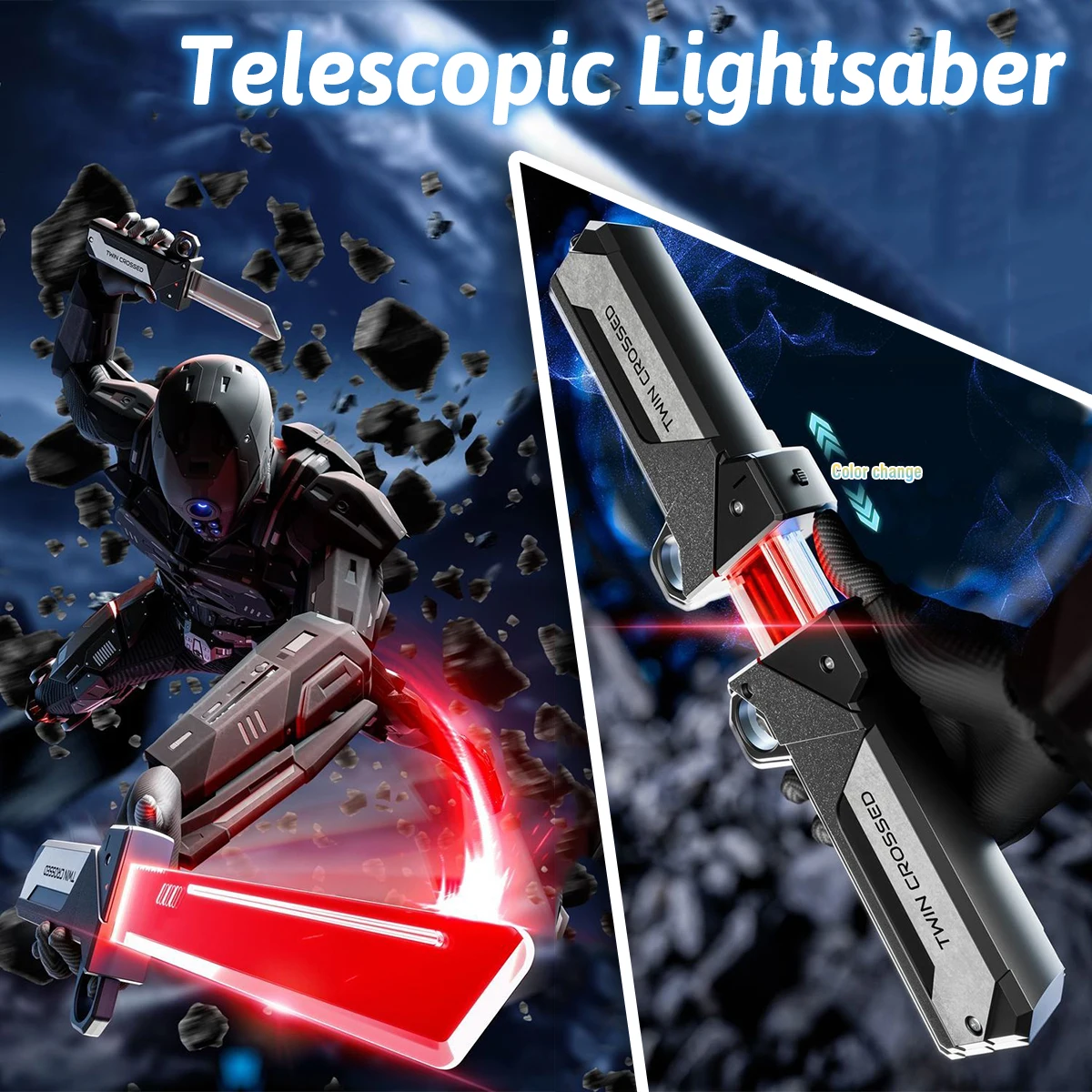 Sable láser LED de doble hoja para niños – Espada extensible de cosplay - imagen 3