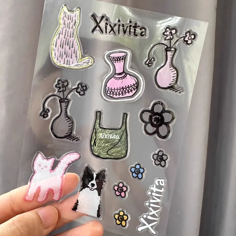 Pegatinas transparentes de flores estilo coreano para bolsitos - imagen 5