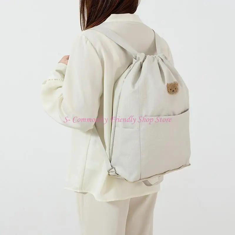 Mochila cambiador con cordón de gran capacidad y organizador - imagen 5