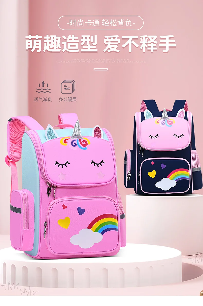 Mochila infantil unicornio con ojos de arcoíris brillantes