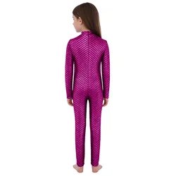 Maillot de ballet sirena con escamas metálicas para niña