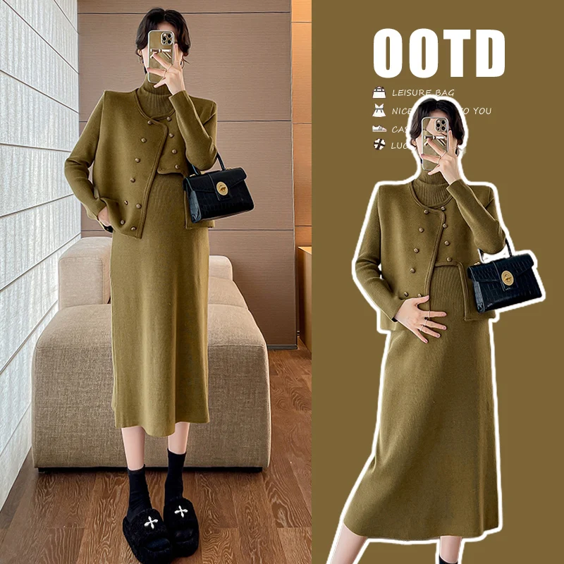 Conjunto premamá suéter y vestido de punto para otoño e invierno - imagen 5