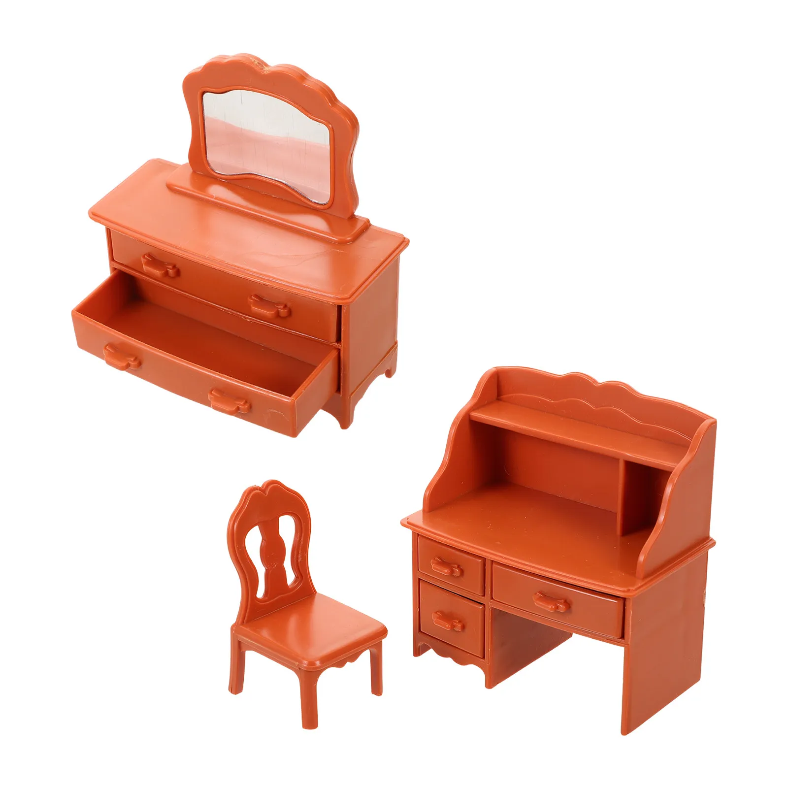 Juego de tocador infantil en miniatura con espejo y taburete - imagen 4