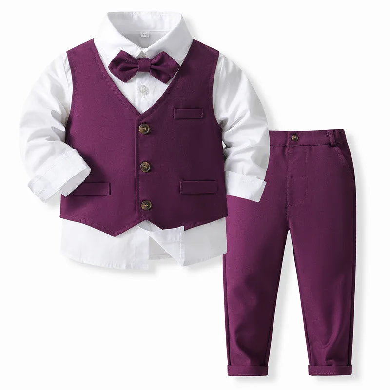 Conjunto de bebé niño con chaleco y corbata para otoño