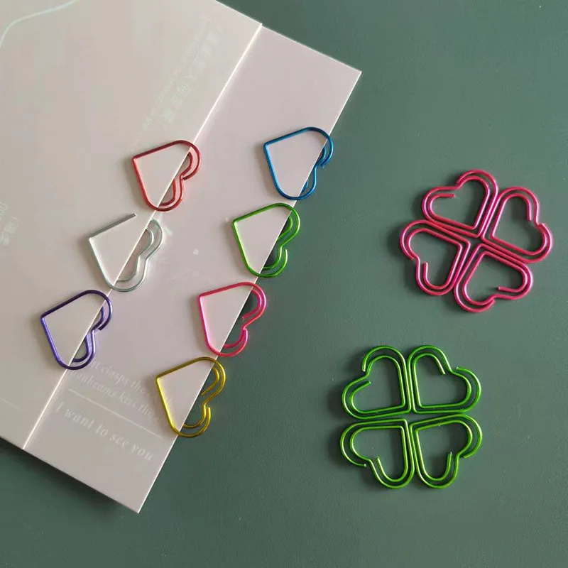 Clips de corazón metálicos pequeños para manualidades y álbumes - imagen 3