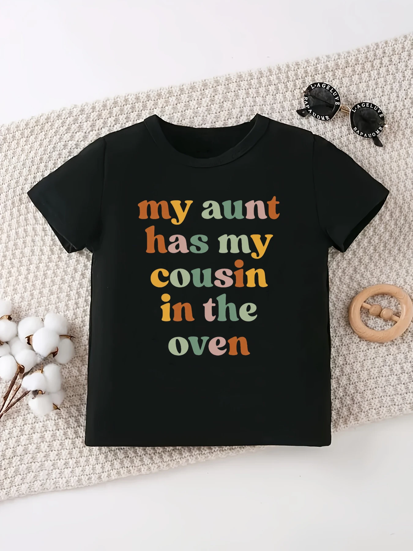 Camiseta anuncio embarazo retro con letras para niños y niñas - imagen 2