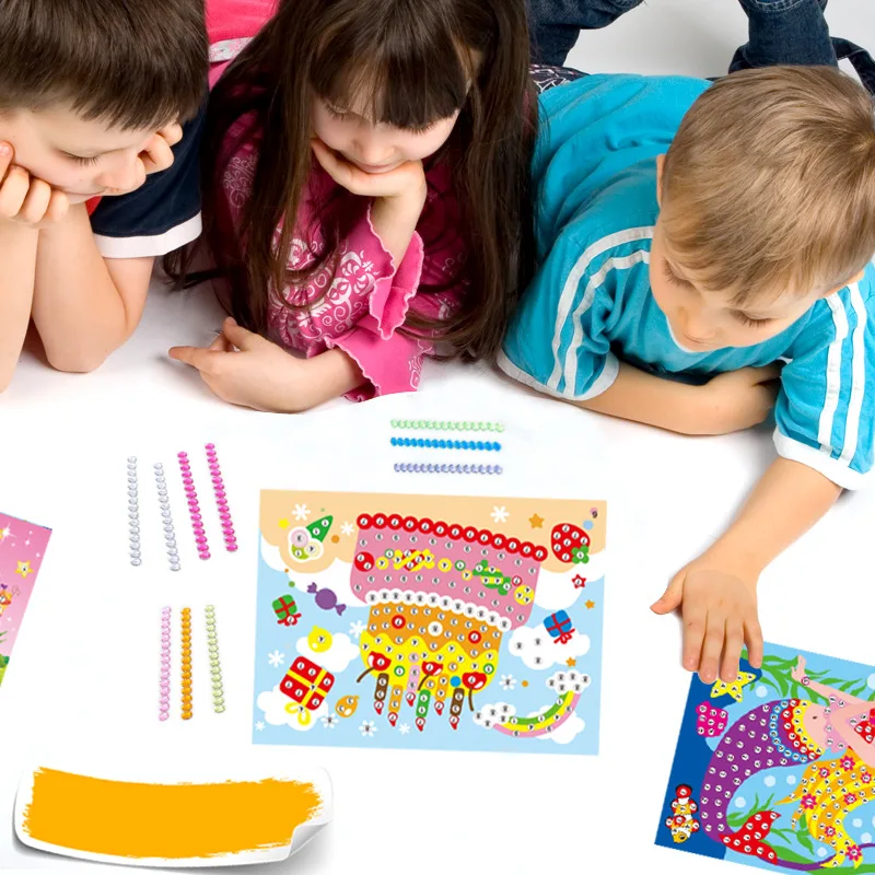 Pegatinas infantiles decorativas con botones y pompones artesanía - imagen 3