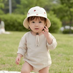 Gorro de pescador bordado con fresa para bebé, protección solar