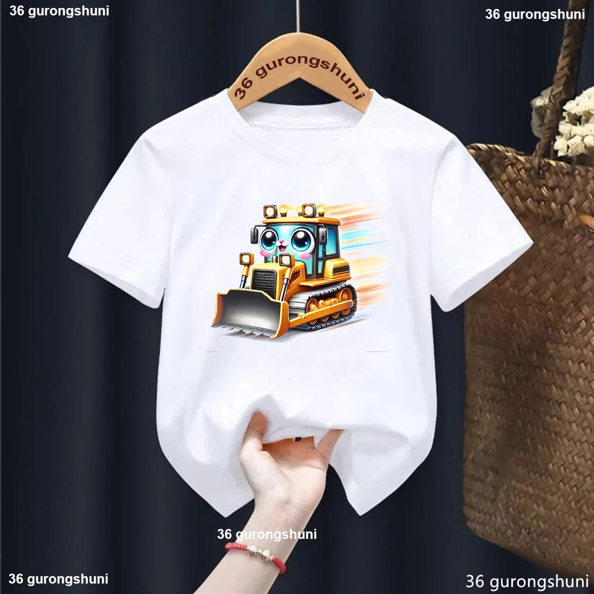 Camiseta estampado excavadora para niño y niña – Verano Kawaii - imagen 4