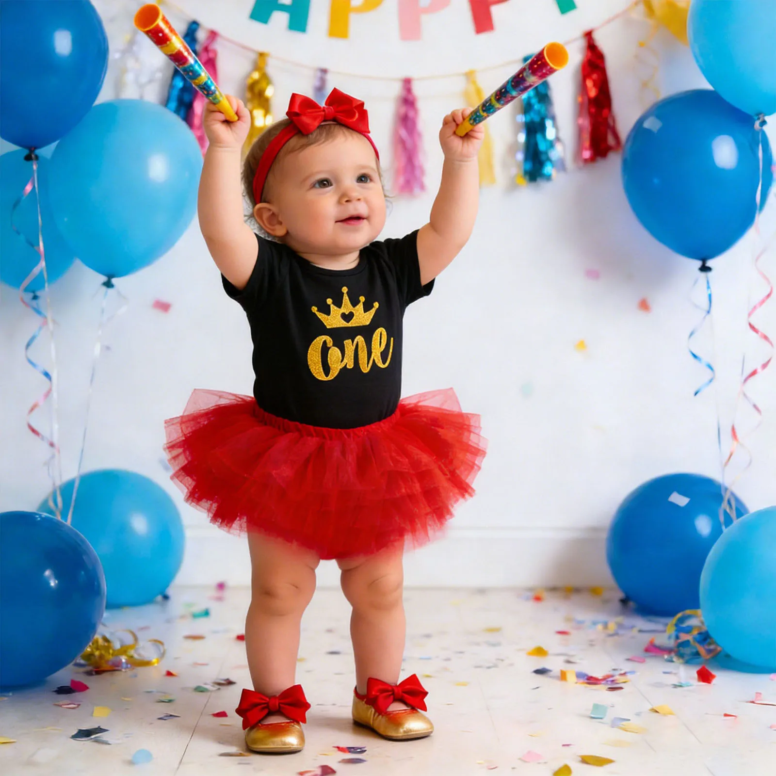 Conjunto de fiesta para niña: pelele y falda tul con diadema - imagen 5