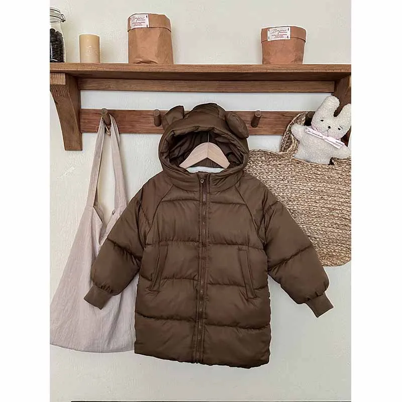 Abrigo acolchado con capucha para niños y niñas – largo cálido - imagen 5