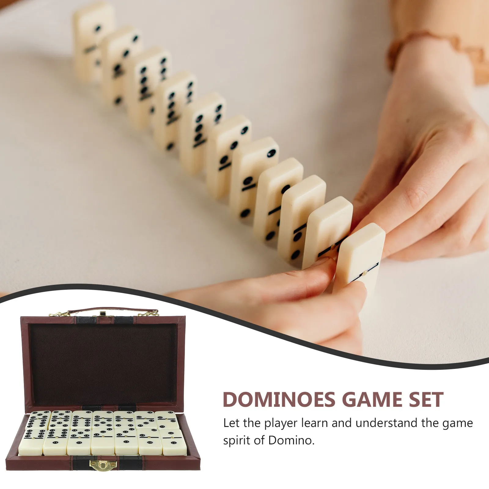 Juego de dominó con estuche de madera para niños y adultos - imagen 4