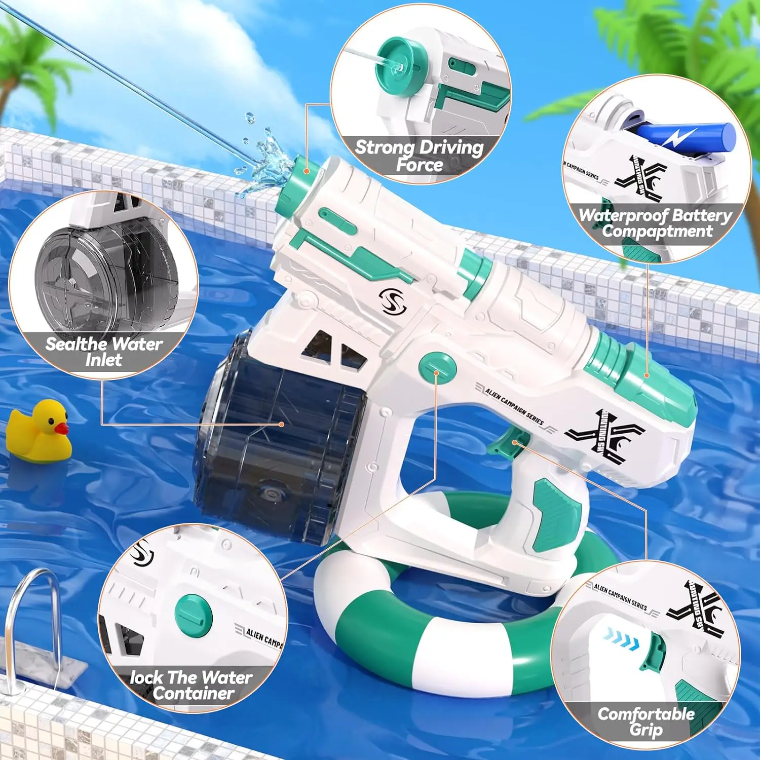 Pistola de agua eléctrica automática: chorro continuo para niños - imagen 5