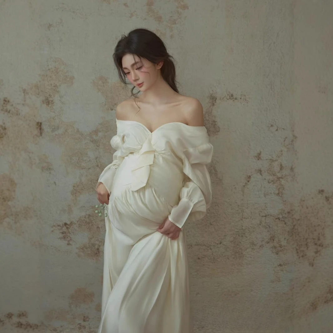 Vestido de embarazo elegante para sesión fotográfica